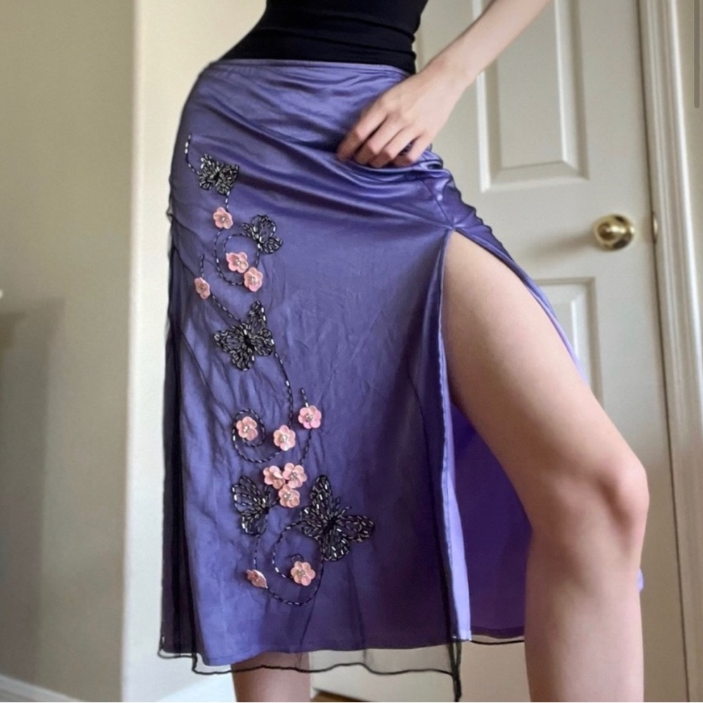 🌸DOLLS KILL/dELiA*s Y2K Low Rise Midi Skirt with Slit🌸